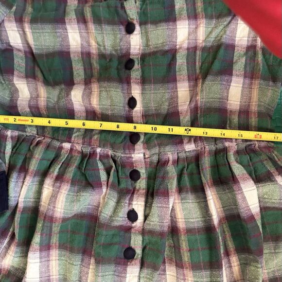 Vintage 90s Dress 16 Purple Green Plaid Flannel Contrast Collar Maxi S. Roberts - Picture 4 of 15